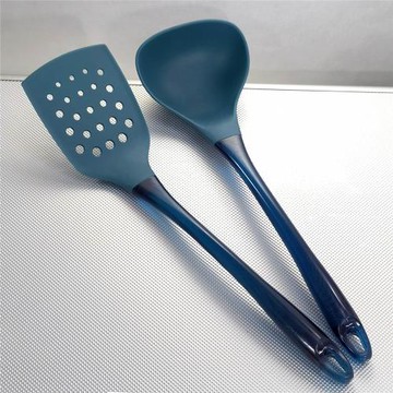 特惠墨藍色尼龍湯勺&紫色漏眼煎鏟套裝不粘鍋專用盛湯殼顏值漏鏟
