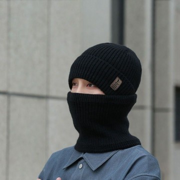 顯臉小💯冬季帽子男套頭帽秋冬潮流毛線帽男針織帽加絨加厚騎車保暖防寒帽 寬鬆款大頭圍針織毛綫帽 包頭冷帽 針織毛帽 短毛