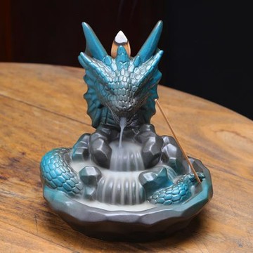 陶瓷倒流香爐擺件祥龍創意復古窯變回流香薰爐跨境家居檀香爐倒流