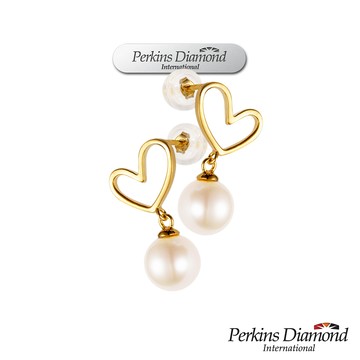 PERKINS 伯金仕 Heart系列 7-7.5mm 天然珍珠耳環