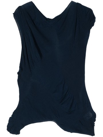 Yohji Yamamoto - asymmetric cotton top - women - Cotton - 2 - Blue