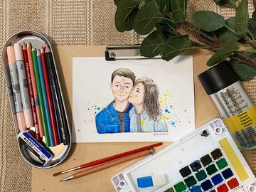 【手繪人像插畫】畫作原稿 | 象牙義大利美術紙 | 關注IG送像框