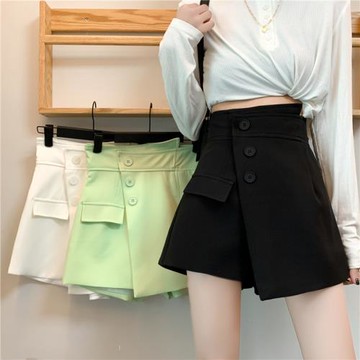 2025春秋不規則高腰半身裙夏裝大碼胖mm西裝裙女設計感小眾a字裙
