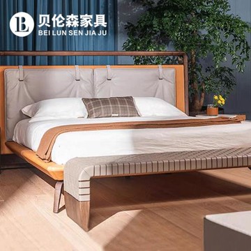 貝倫森 意式床尾凳輕奢胡桃實木高檔別墅豪宅臥室編織換鞋凳定制