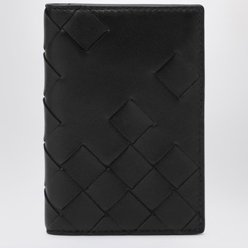 Card holder with flap black in Braided