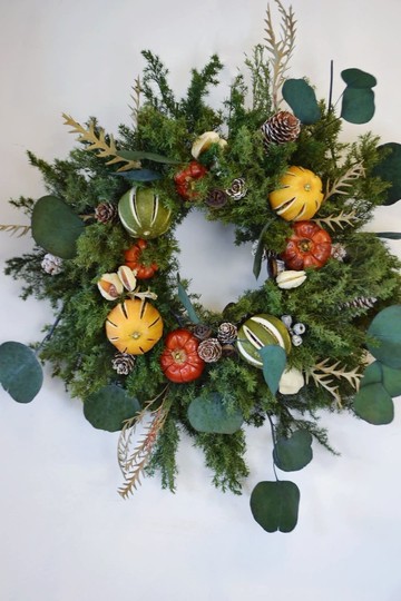 永生雪松果實豐收花圈