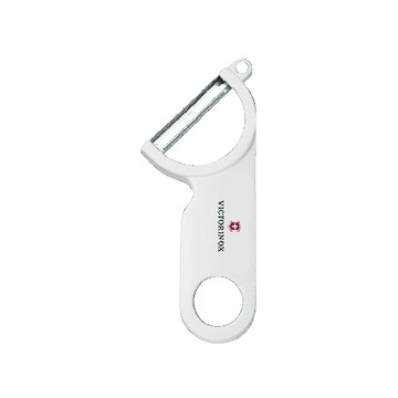 VICTORINOX 瑞士45度省力斜角不鏽鋼平面單刀刃經典削皮刀-白色1入/盒(可放洗碗機清洗,廚房刀具刨刀)
