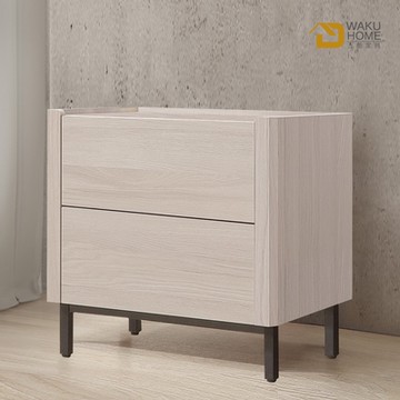WAKUHOME 瓦酷家具Miller清新簡約白榆木二抽床頭櫃-寬54*深40*高46cm