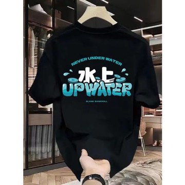 德州撲克t恤創意印花黑色體恤衫男士夏季純棉美式復古短袖上衣服