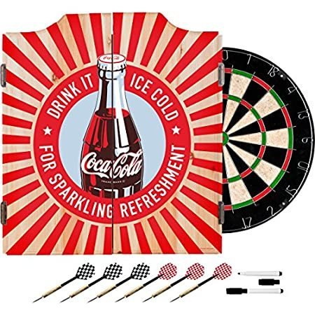 Trademark Gameroom Coke Dart Cabinet Set with Darts Board Coca
