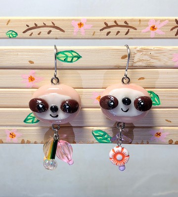 樹櫴 手作黏土耳環 手繪捏製 不銹鋼 吊墜款