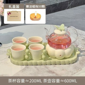 花茶壺耐高溫加厚過濾玻璃泡耐熱養生壺茶具燒水套裝蠟燭加熱