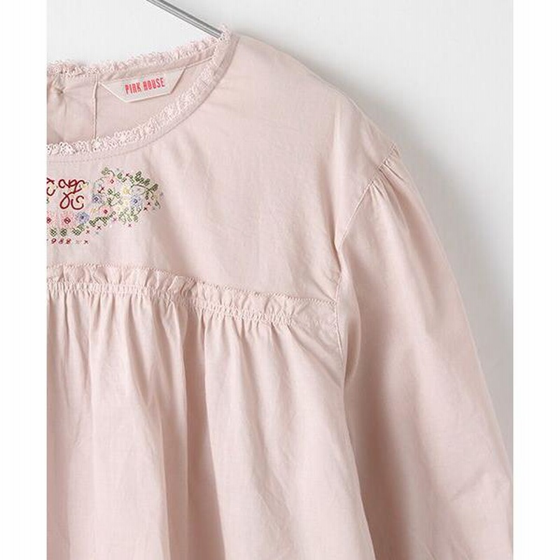 PINK HOUSE クロスステッチロゴ刺繍入りブラウス PINK HOUSE クロスステッチロゴ刺繍入りブラウス