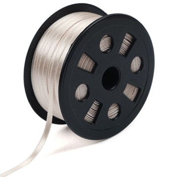 Mungu 高級亮面單面緞帶 5mm  淺米色  1個  90m