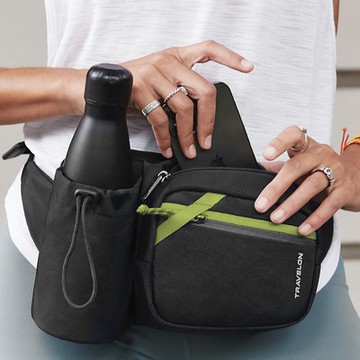 《TRAVELON》Greenlander防盜水壺腰包-黑-- 隨身包 貼身包