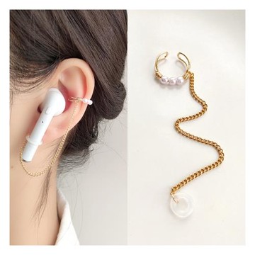 無線藍牙耳機防丟失鏈防掉耳夾耳骨夾無耳洞女高級感防丟