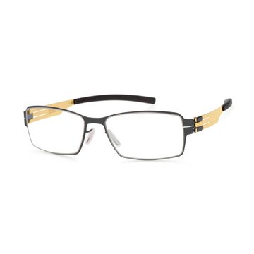 【ic! berlin】Gilbert T. black/matt gold 德國薄鋼眼鏡 公司貨
