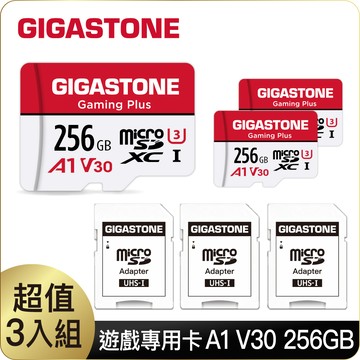 Gigastone 立達 Gaming Plus microSDXC UHS-Ⅰ U3 256GB遊戲專用記憶卡-3入組(256G A1 V30)