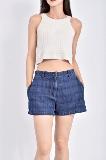 (M) in private高腰格紋藍色短褲