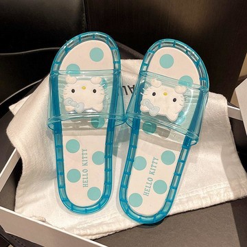 ✨臺灣出貨✨拖鞋女夏款可愛kt貓卡通韓版室內外防滑輕便厚底家居少女一字涼拖