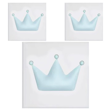 vanibaby 可裁切3D立體防撞壁貼組 汽車皮革  30 x 30(厚2cm)  白底藍王冠  3片