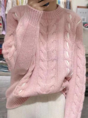 麻花毛衣女秋冬加厚慵懶風設計感小眾早秋上衣寬松外穿年新款