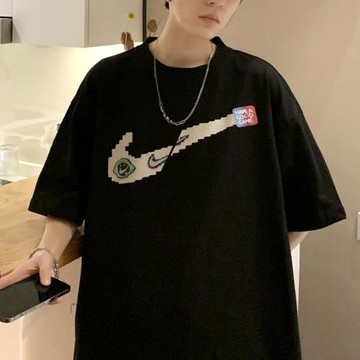 男生短袖2024新款夏季潮流百搭半截袖潮牌超火t恤ins港風寬松體恤