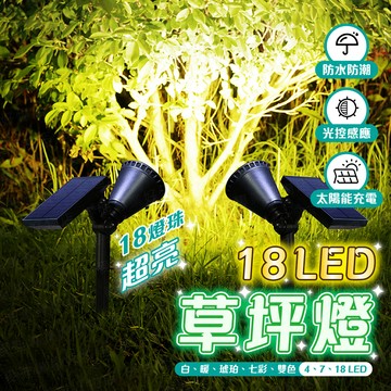 台灣出貨🔥18LED 太陽能草坪燈 草坪燈 草坪射燈 太陽能燈 草坪插燈 庭院燈 感應燈 照明燈 花園小夜燈  戶外燈