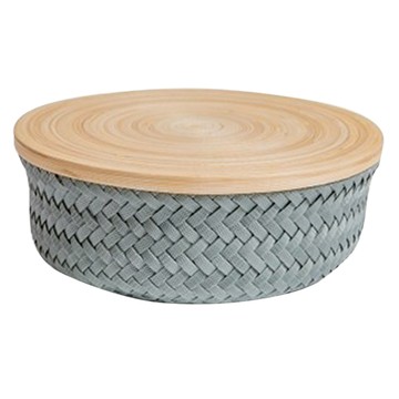 Handedby Wonder編織圓形附蓋籃  S 21 x 21 x 8cm  S (21 x 21 x 8cm)  藍綠色  1個