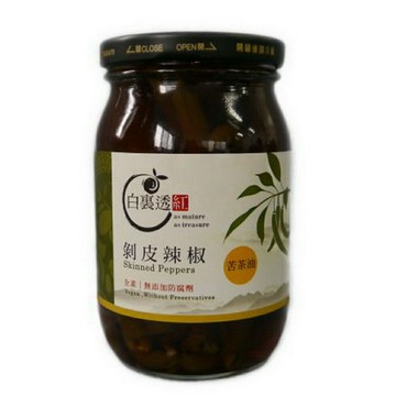 【白裏透紅】剝皮辣椒-苦茶油口味-450公克/罐