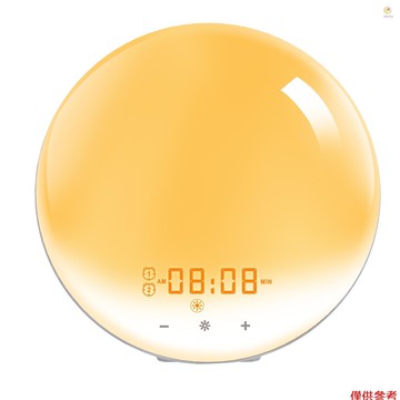 Casytw 多功能燈時鐘檯燈帶 FM 收音機鬧鐘貪睡功能床頭燈數字鬧鐘帶陽光模擬