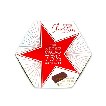 【巧克力雲莊】75%元氣黑巧克力(玫瑰鹽)12入