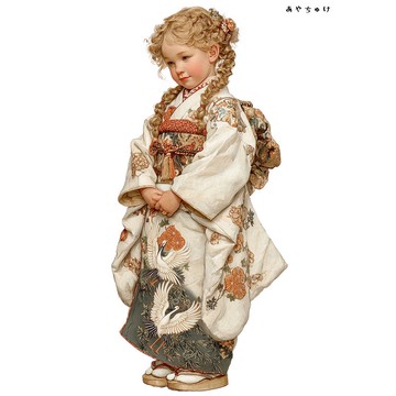 【12月新作4】07-114-0041 人物貼紙 和服復古