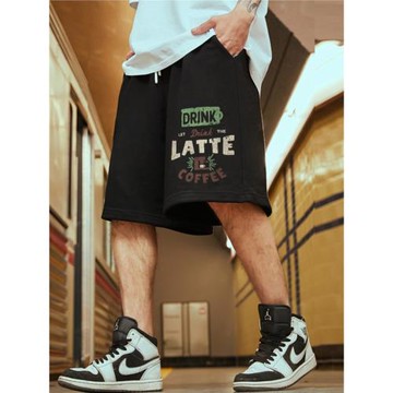 夏季字母寬松短褲男潮牌ins運動褲加肥加大五分褲大碼褲子籃球褲