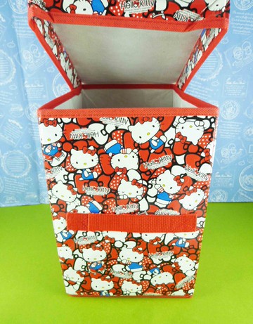 【震撼精品百貨】Hello Kitty 凱蒂貓 收納盒-蝴蝶結底圖-紅色【共1款】 震撼日式精品百貨