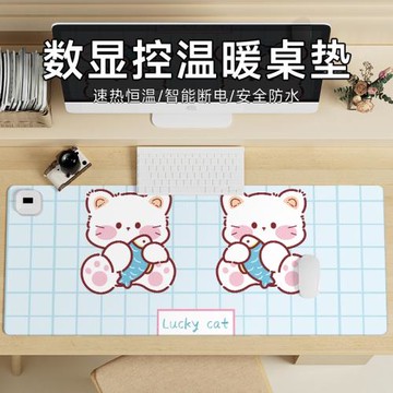 冬季好物加熱鼠標墊辦公室電腦暖桌墊恒溫定時桌面鼠標暖手寶學生學習寫字防凍手發熱保暖防水皮革墊多檔調節