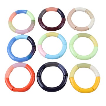 歐美創意定制彈力彎管手鐲手環 波西米亞復古亞克力情侶手鐲手環