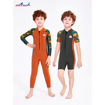 DIVE&SAIL兒童泳衣2.5MM男童女童加厚防寒保暖連體長袖游泳潛水服