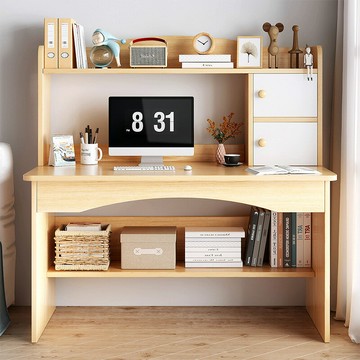 公司貨附發票 電腦桌臺式簡約家用書桌書架一體臥室學生學習桌簡易辦公寫字桌子 快速出貨