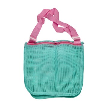 多功能沙灘玩具單肩收納袋，網狀設計  24 x 22cm  綠粉色