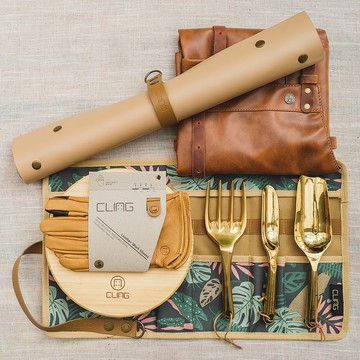 【園藝豪華組合】-仿皮革換盆墊-換盆/綠角蕨上板/插花