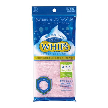 KOKUBO 小久保 日本中纖澡巾 Rich Whip's 尺寸28x100cm  粉色  1條