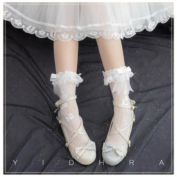 Yidhra夢之女巫原創{夜鶯與玫瑰}Lolita短襪玫瑰花邊襪