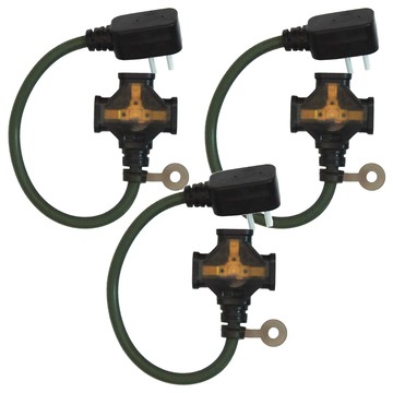 PowerWork 動力工廠 1對3座耐熱動力軟線  0.3m  軍綠  3條