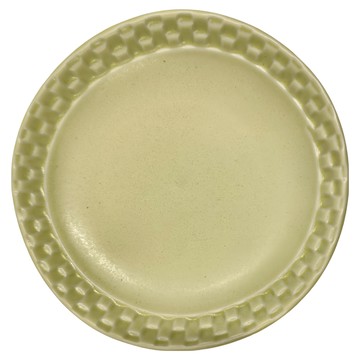 美濃燒 方格邊甜點盤 陶瓷  14 x 2.4cm  黃色  1個