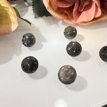 💕 𝓒. 𝓣 晶寶💕銀曜石 隕石 圓珠 霧面 11mm 設計 單珠 散珠