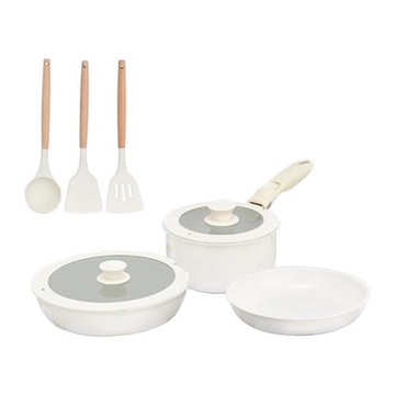 可拆卸把手不粘鍋具套裝麥飯石平底鍋奶鍋家用戶外廚具露營炊具