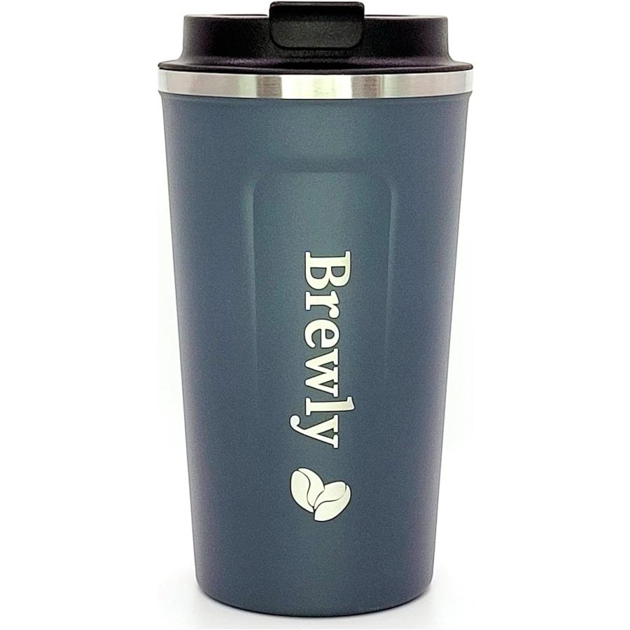 Brewly 17 oz Stainless Steel Vacuum Insulated Tumbler Coffee Travel Mug Spill Proof Lid Great for Coffee or Tea Slate  US Based Brand (Slate)