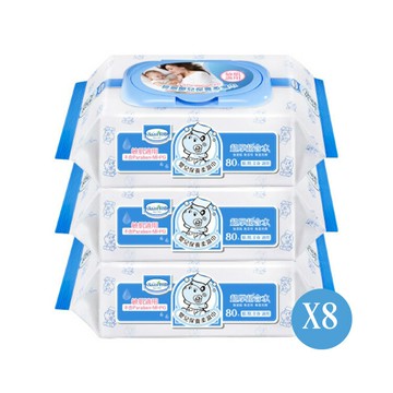 Baan貝恩 嬰兒保養柔濕巾EDI-無香料 80片*3包*8串(箱購) 【德芳保健藥妝】