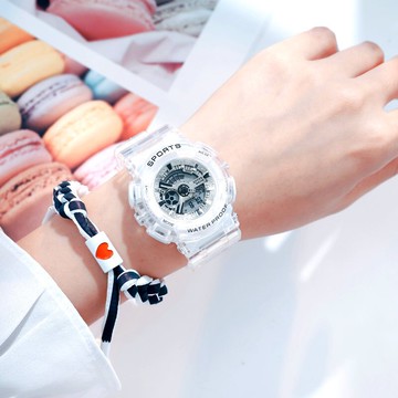 獨角獸透明電子手表女學生簡約氣質簡約網紅少女心防水防摔手表男